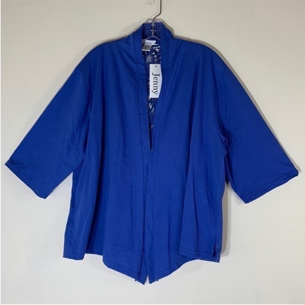 Jenny Open Front Crochet Back Lightweight Jacket. 2X. NWT.